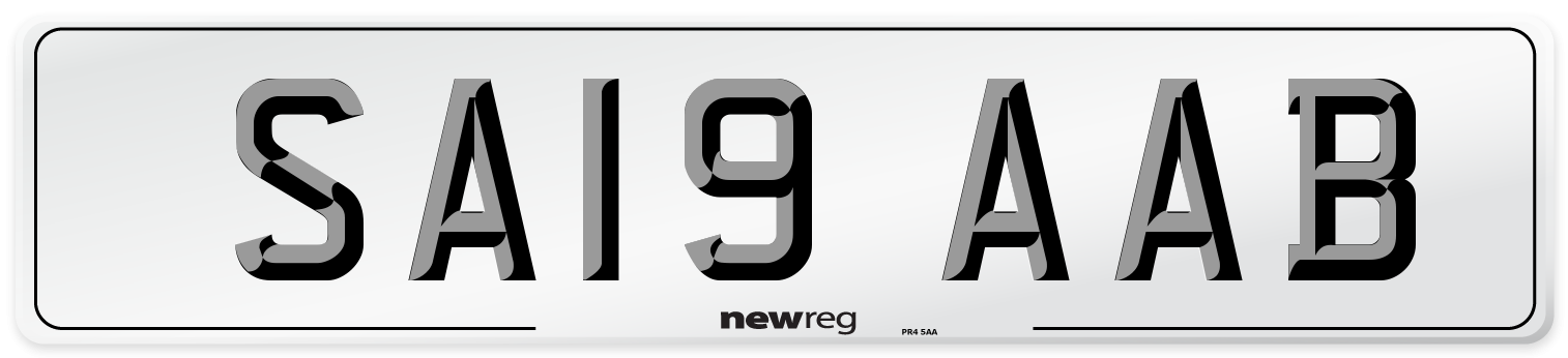 SA19 AAB Front Number Plate