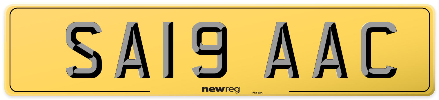 SA19 AAC Rear Number Plate
