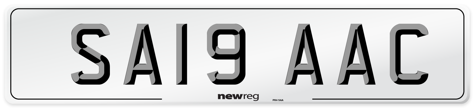 SA19 AAC Front Number Plate