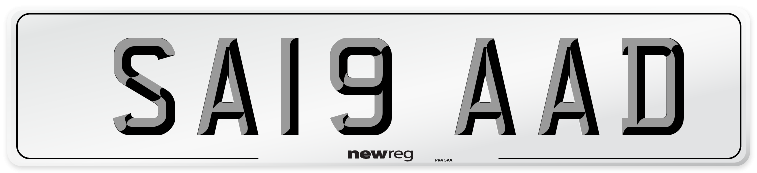 SA19 AAD Front Number Plate