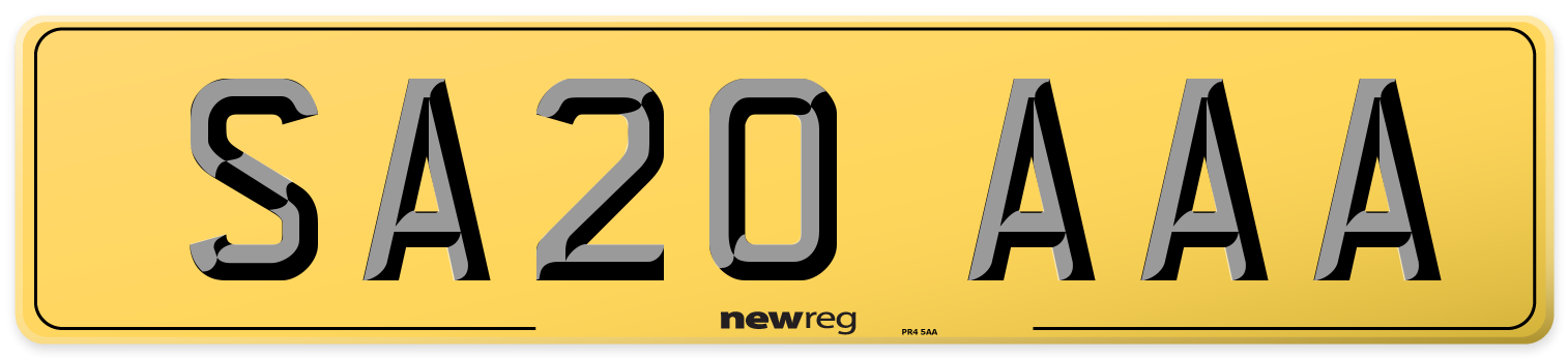 SA20 AAA Rear Number Plate