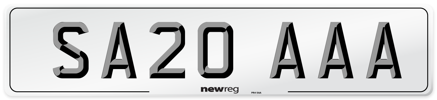 SA20 AAA Front Number Plate
