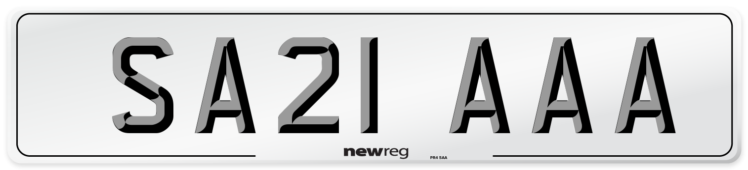SA21 AAA Front Number Plate