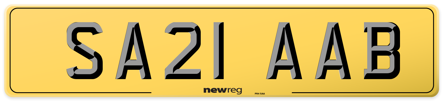 SA21 AAB Rear Number Plate