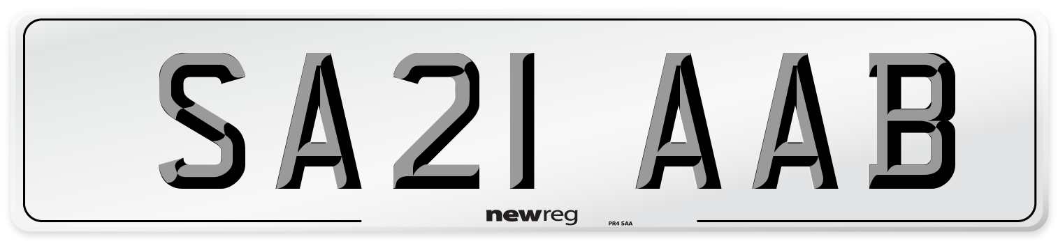 SA21 AAB Front Number Plate