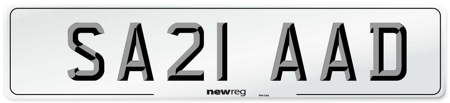SA21 AAD Front Number Plate