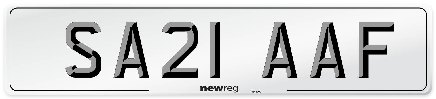 SA21 AAF Front Number Plate