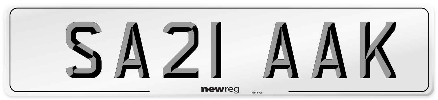SA21 AAK Front Number Plate
