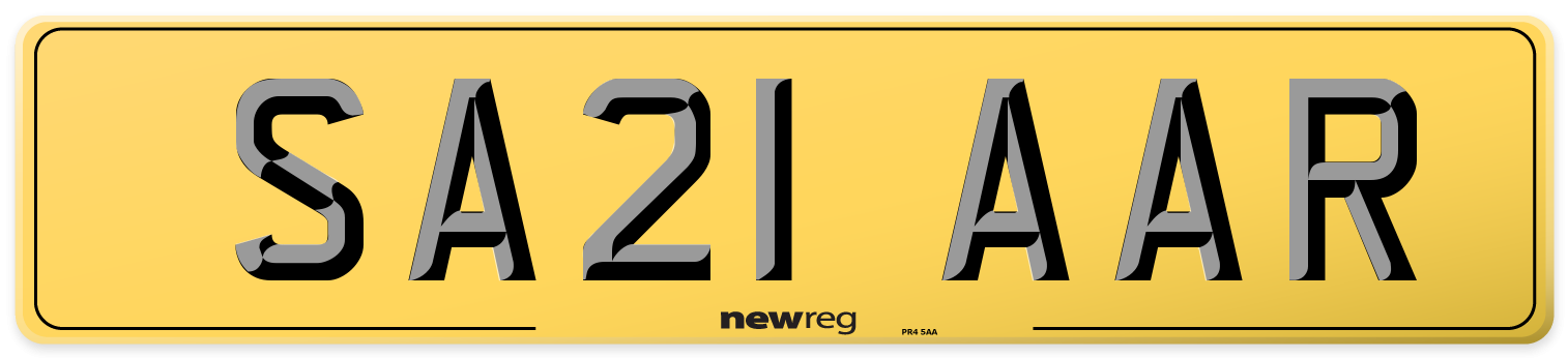 SA21 AAR Rear Number Plate