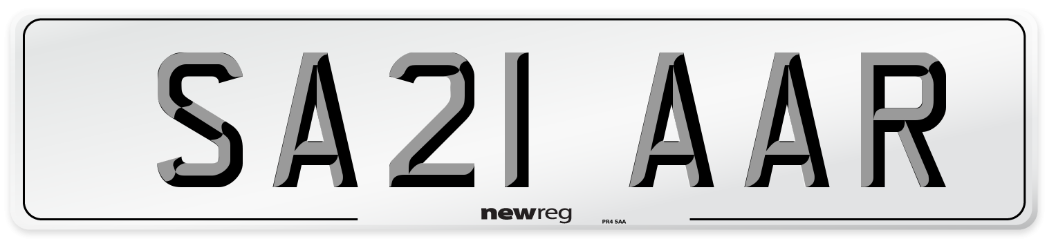 SA21 AAR Front Number Plate