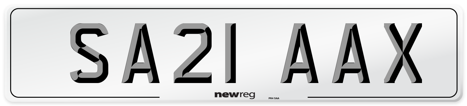 SA21 AAX Front Number Plate