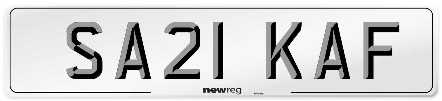 SA21 KAF Front Number Plate