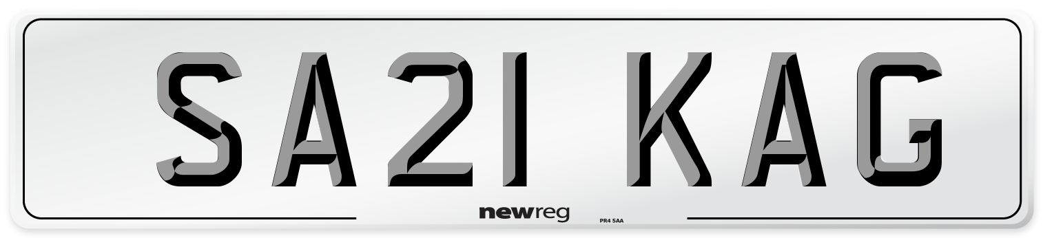 SA21 KAG Front Number Plate