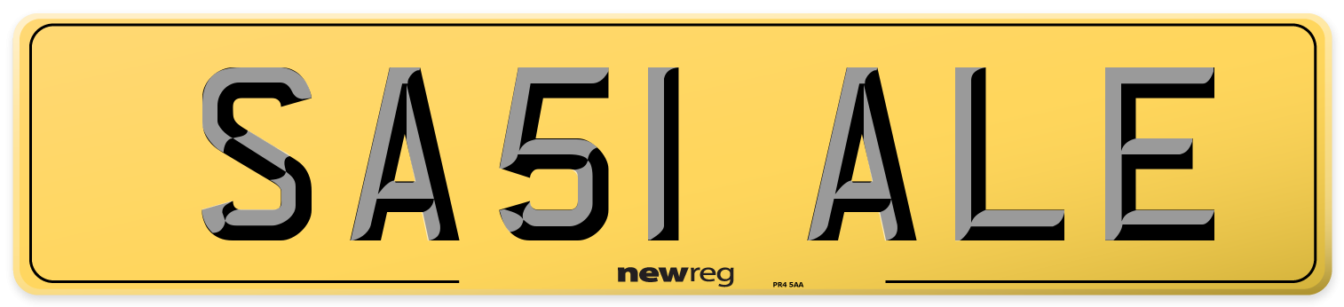 SA51 ALE Rear Number Plate