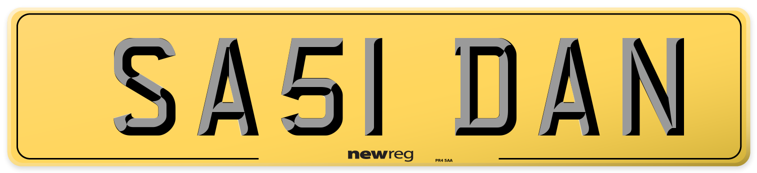 SA51 DAN Rear Number Plate