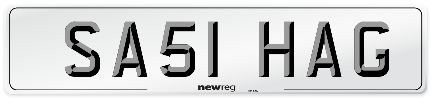 SA51 HAG Front Number Plate