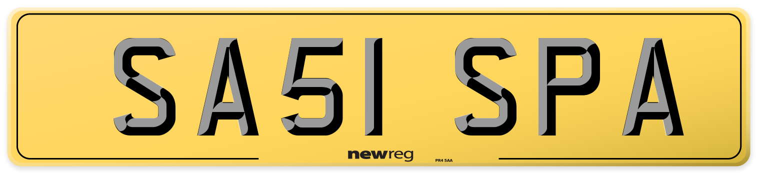 SA51 SPA Rear Number Plate