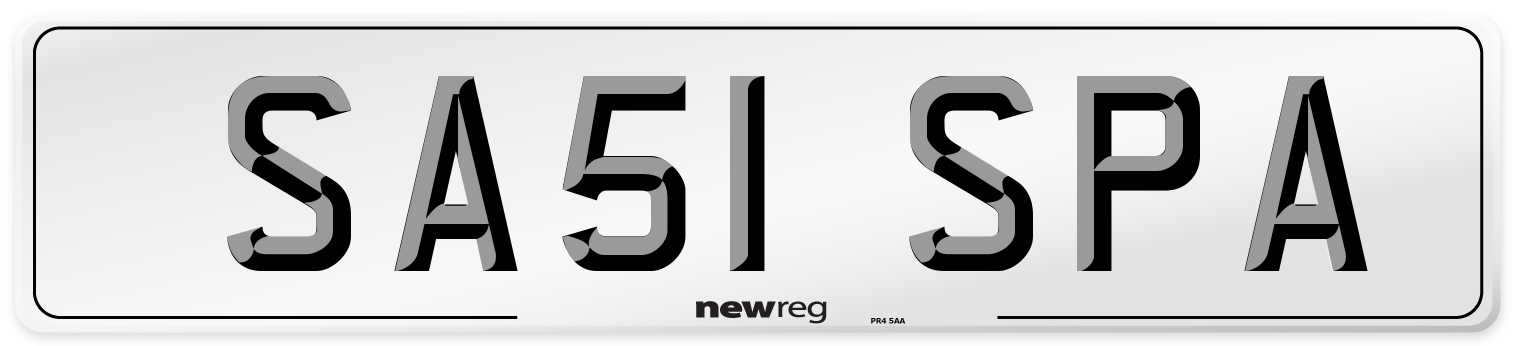 SA51 SPA Front Number Plate