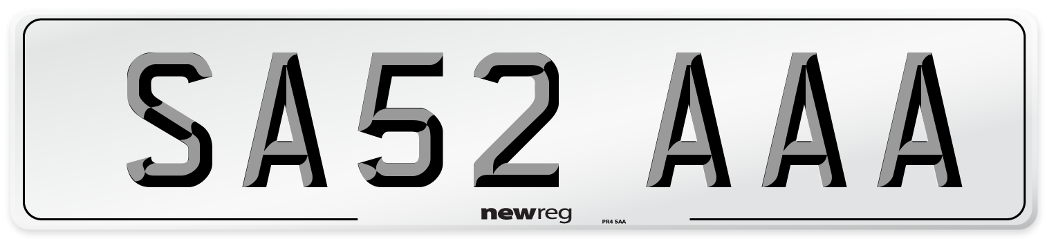 SA52 AAA Front Number Plate