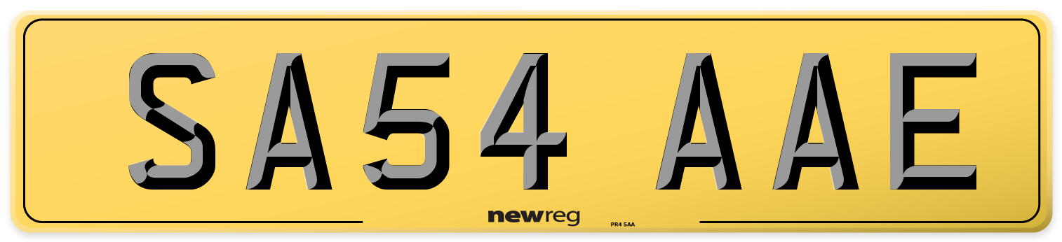 SA54 AAE Rear Number Plate