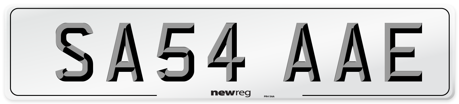 SA54 AAE Front Number Plate