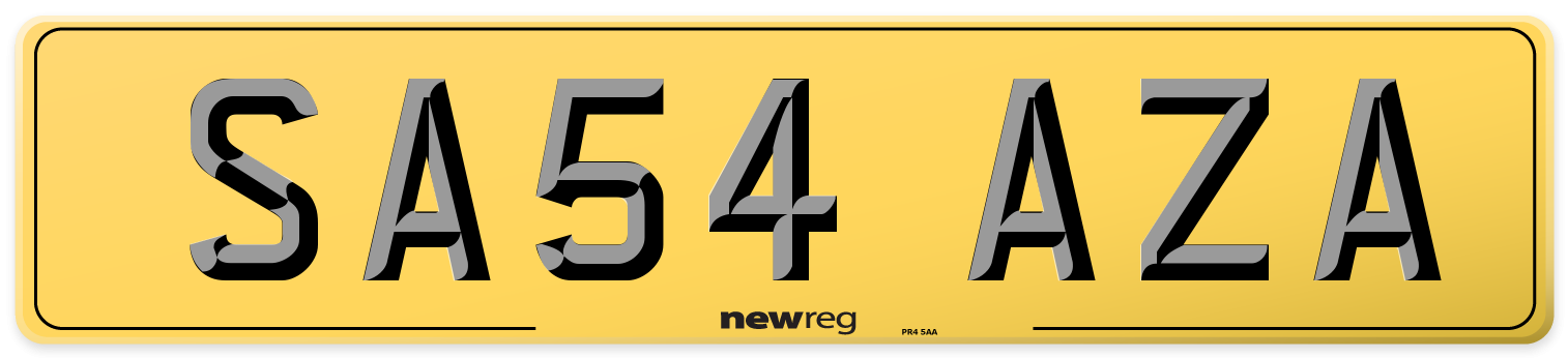 SA54 AZA Rear Number Plate