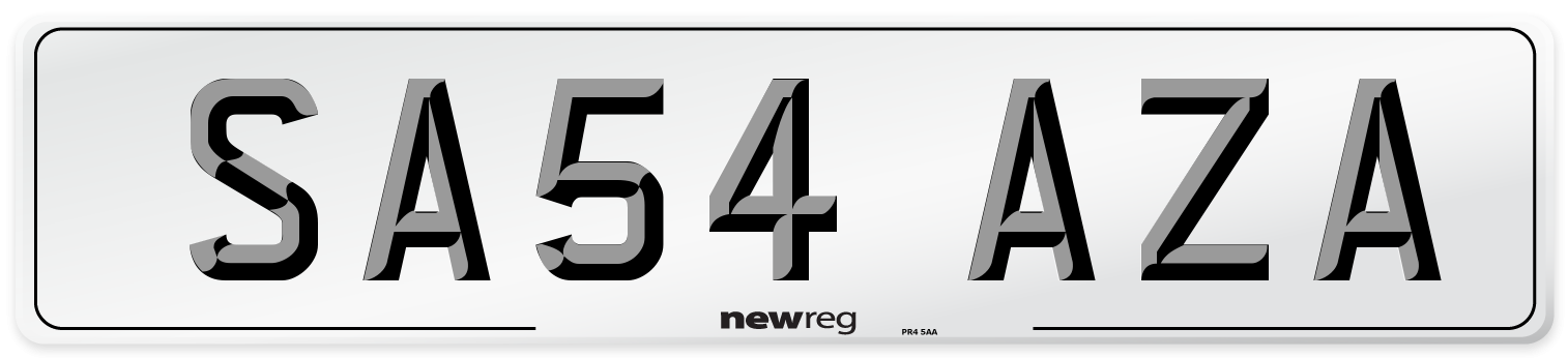 SA54 AZA Front Number Plate