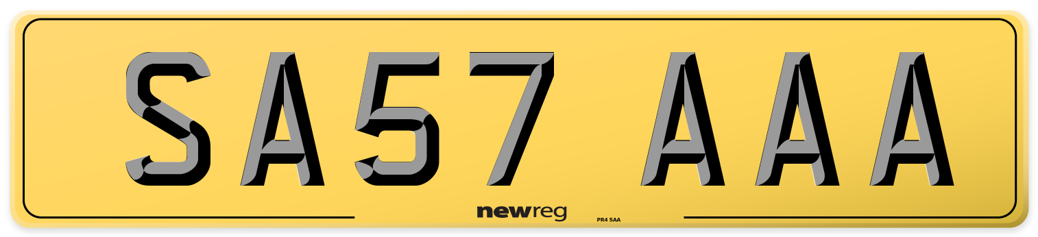 SA57 AAA Rear Number Plate