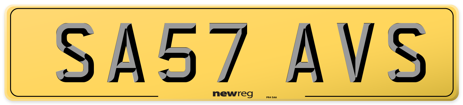 SA57 AVS Rear Number Plate
