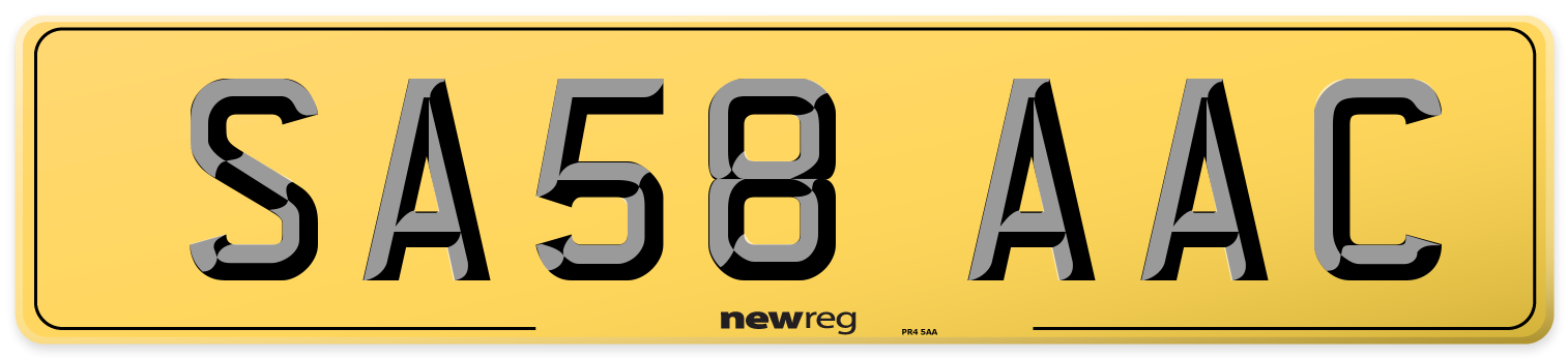 SA58 AAC Rear Number Plate
