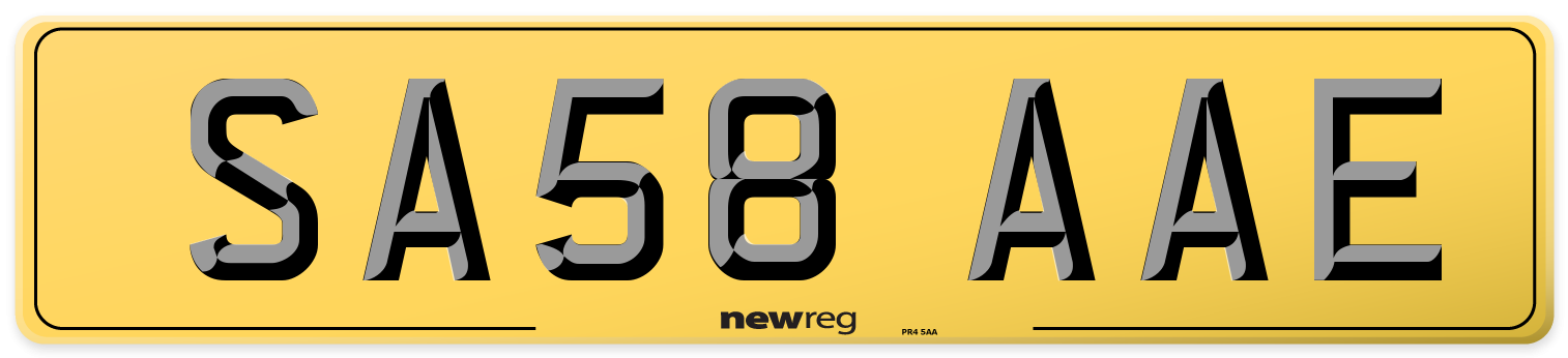 SA58 AAE Rear Number Plate