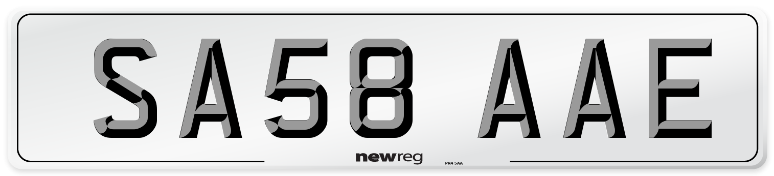 SA58 AAE Front Number Plate