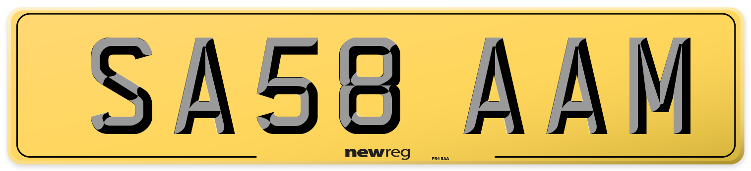 SA58 AAM Rear Number Plate