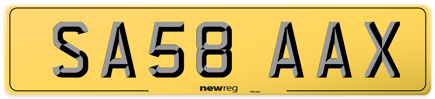 SA58 AAX Rear Number Plate