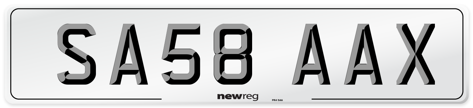 SA58 AAX Front Number Plate