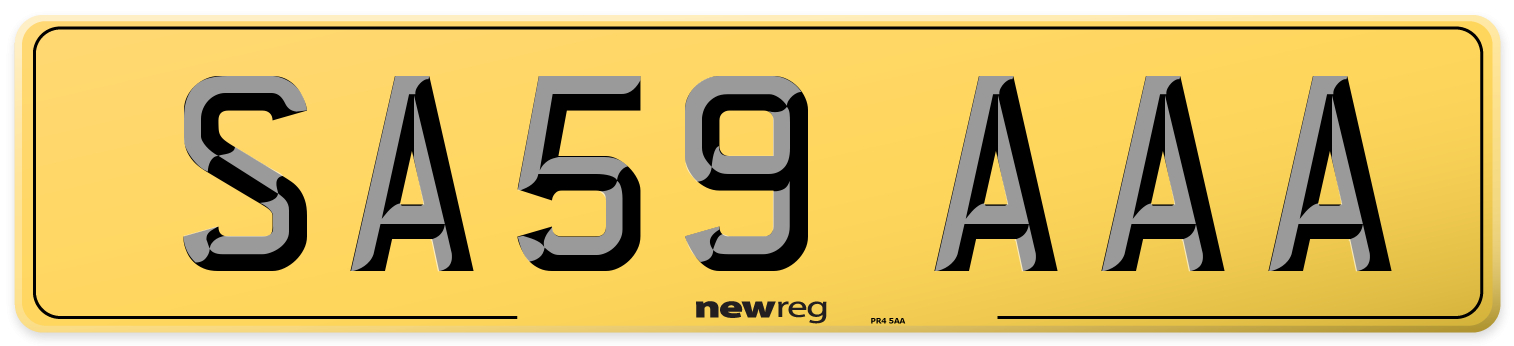 SA59 AAA Rear Number Plate