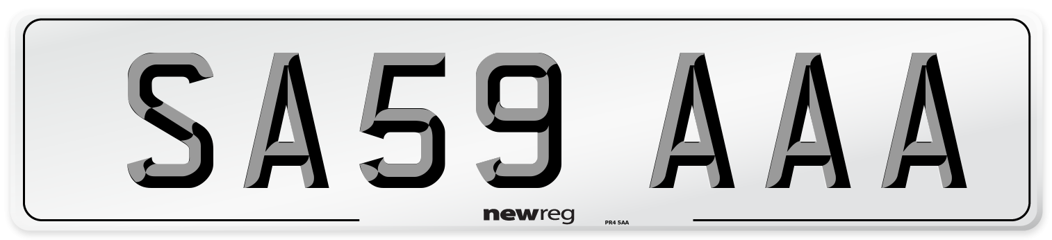 SA59 AAA Front Number Plate