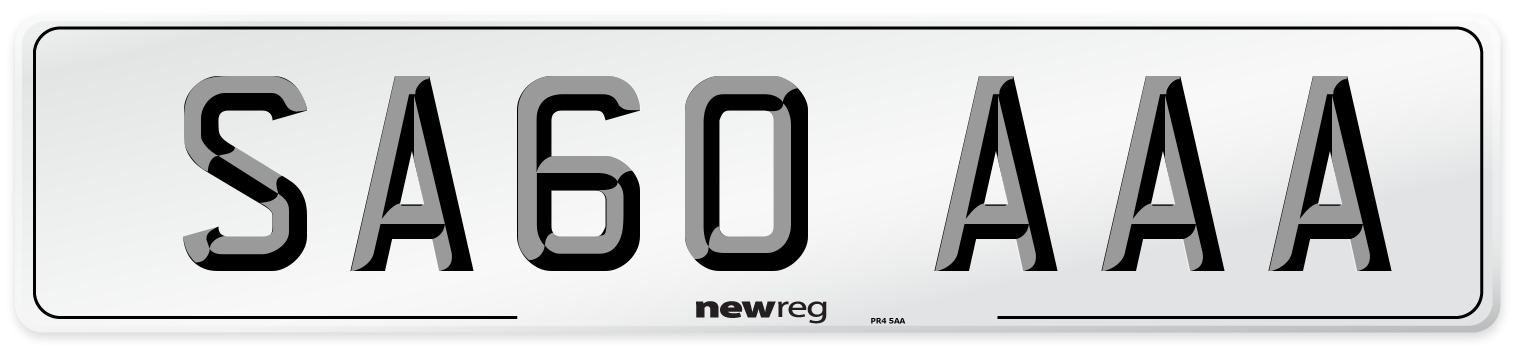SA60 AAA Front Number Plate