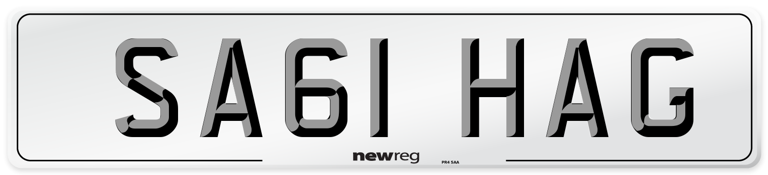 SA61 HAG Front Number Plate