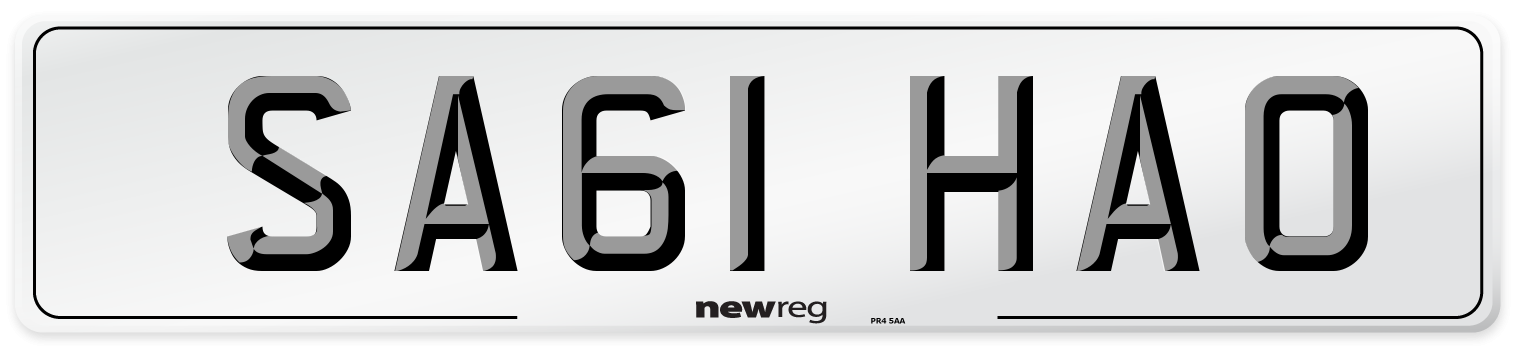 SA61 HAO Front Number Plate