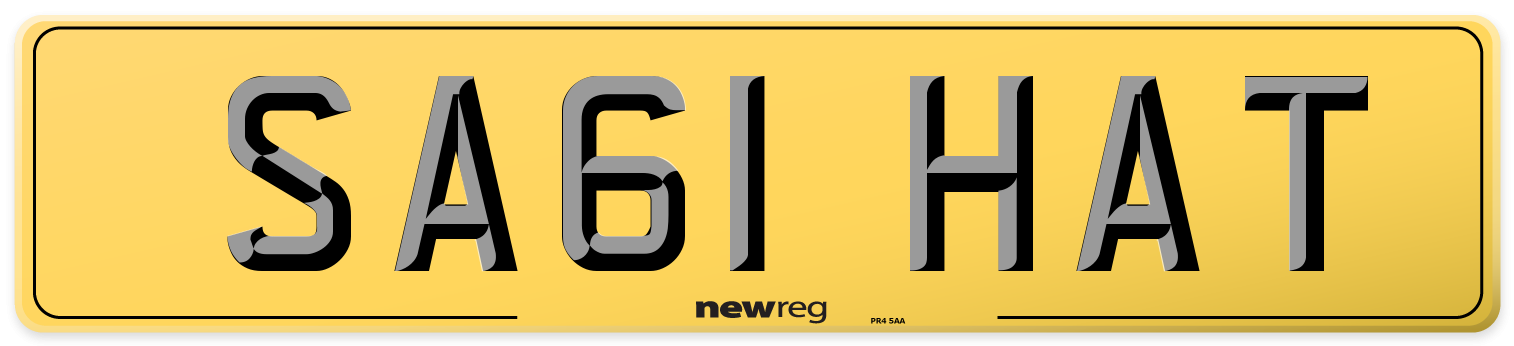 SA61 HAT Rear Number Plate