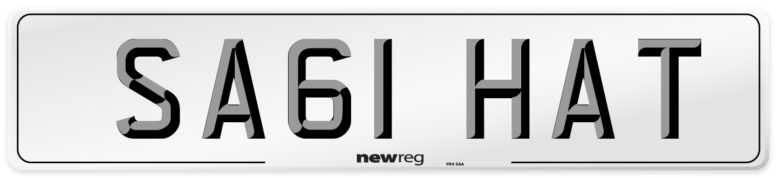 SA61 HAT Front Number Plate
