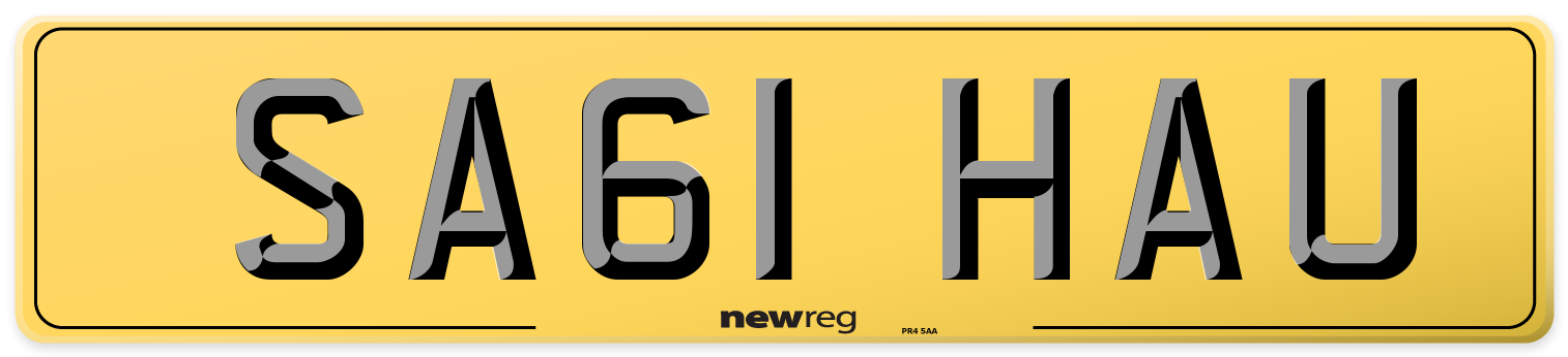 SA61 HAU Rear Number Plate