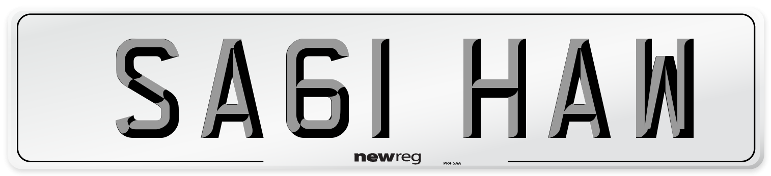 SA61 HAW Front Number Plate