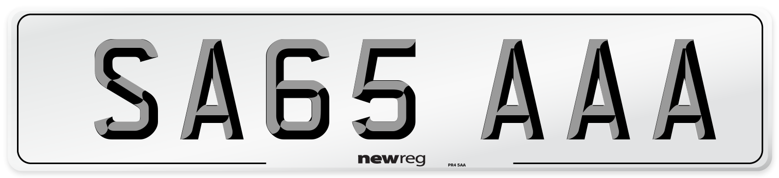 SA65 AAA Front Number Plate