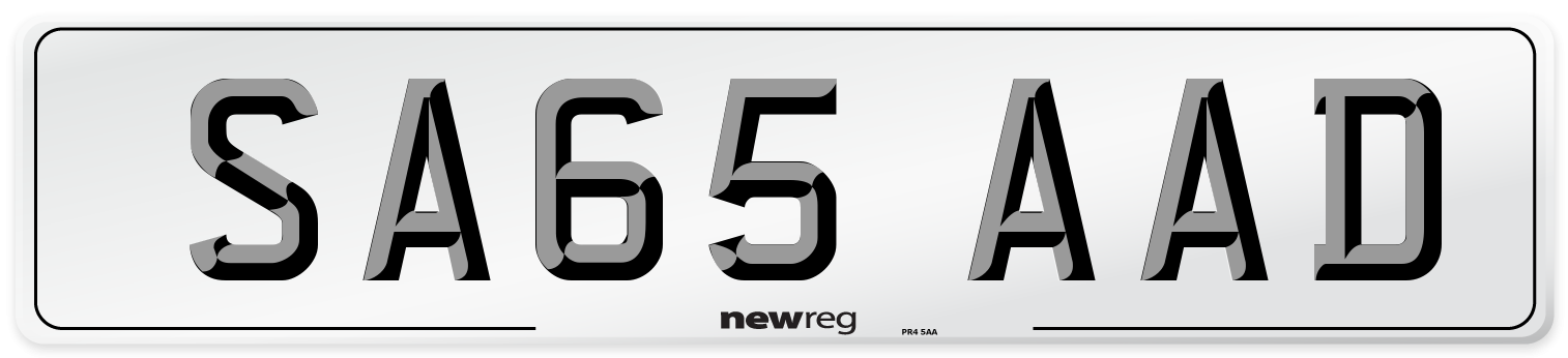 SA65 AAD Front Number Plate