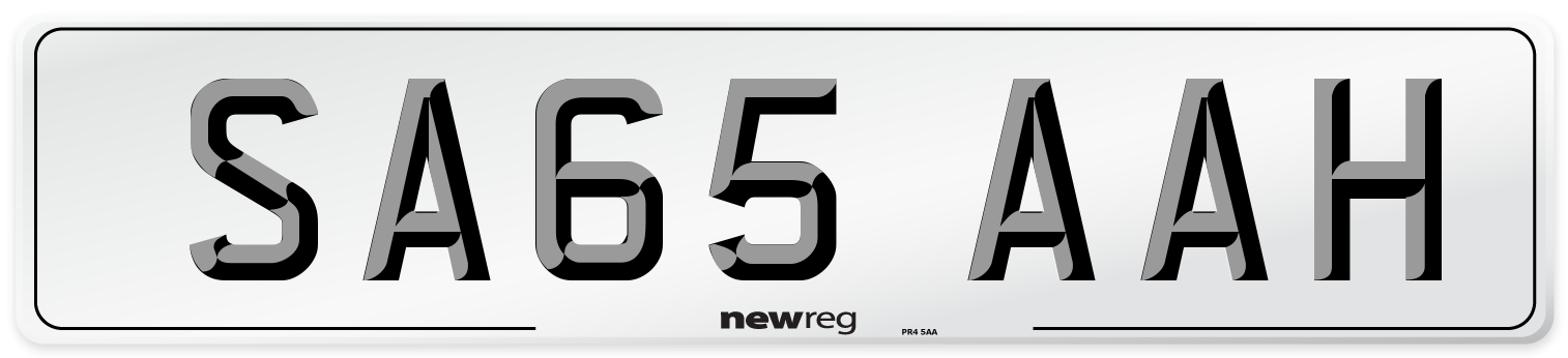 SA65 AAH Front Number Plate