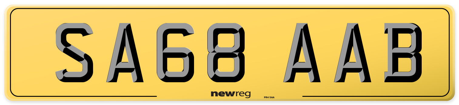 SA68 AAB Rear Number Plate