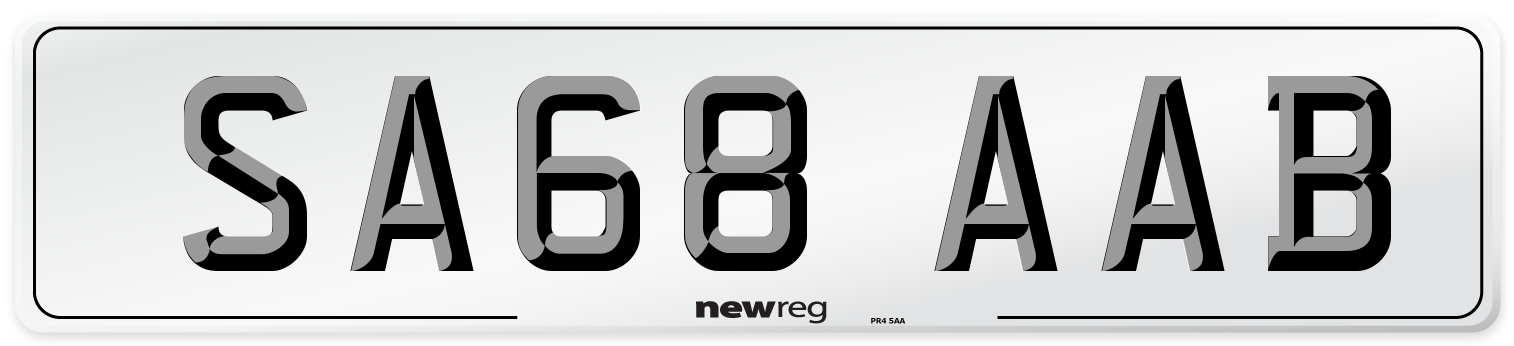 SA68 AAB Front Number Plate