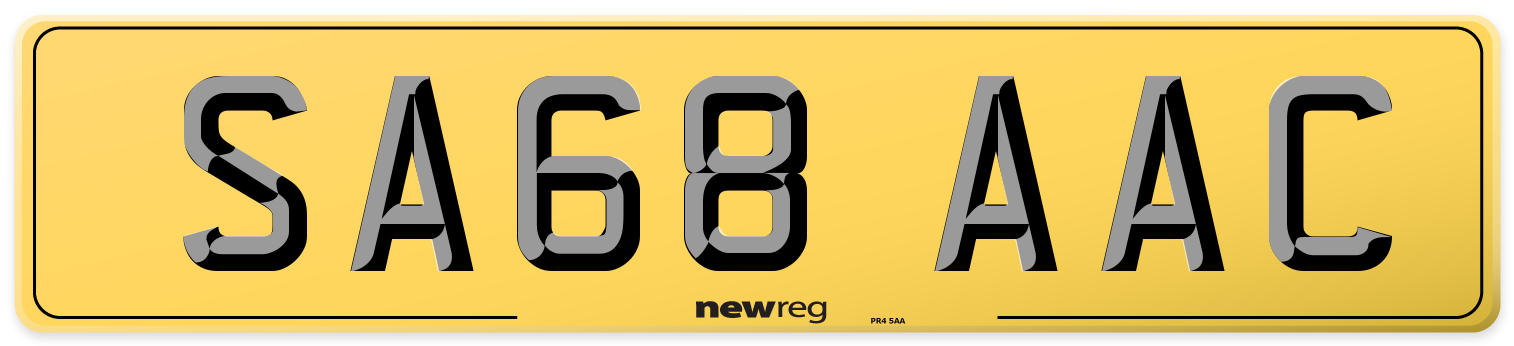 SA68 AAC Rear Number Plate